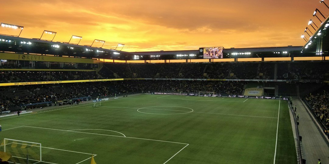 Football stadium ready for a live match